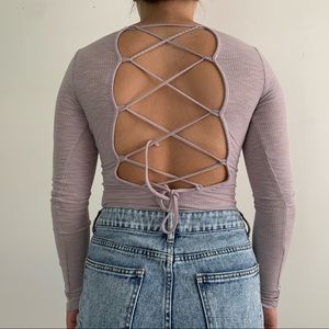 Light pink bodysuit with full back tie